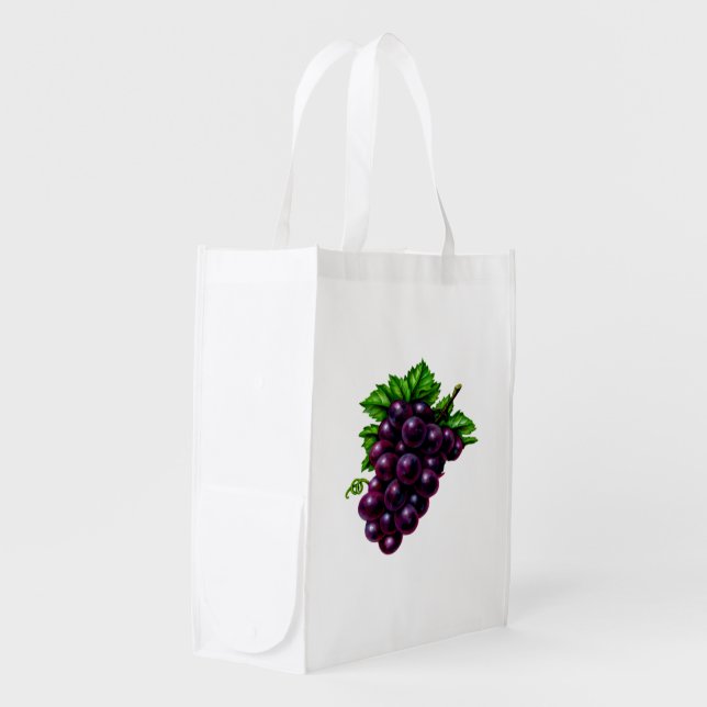Purple Grapes Grocery Bag (Front Side)