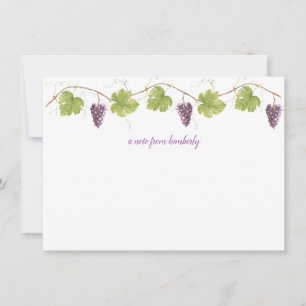 Purple Grapes, Leaves, and Grapevine Monogram Note Card