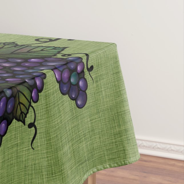 Purple Grapes, Lovely Cotton Tablecloth, 52"x70" Tablecloth (In Situ)