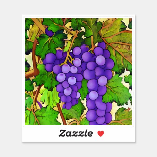 Purple Grapes on a Grapevine  Sticker