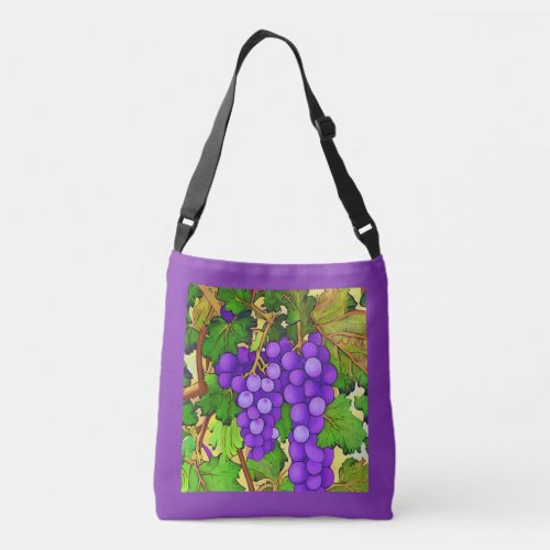 Purple Grapes on the Grapevine  Crossbody Bag