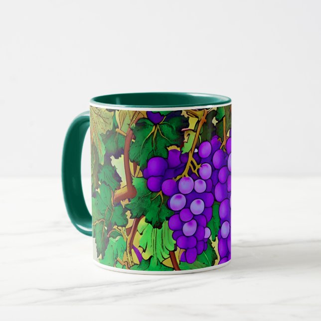 Purple Grapes on the Grapevine Mug (Front Left)