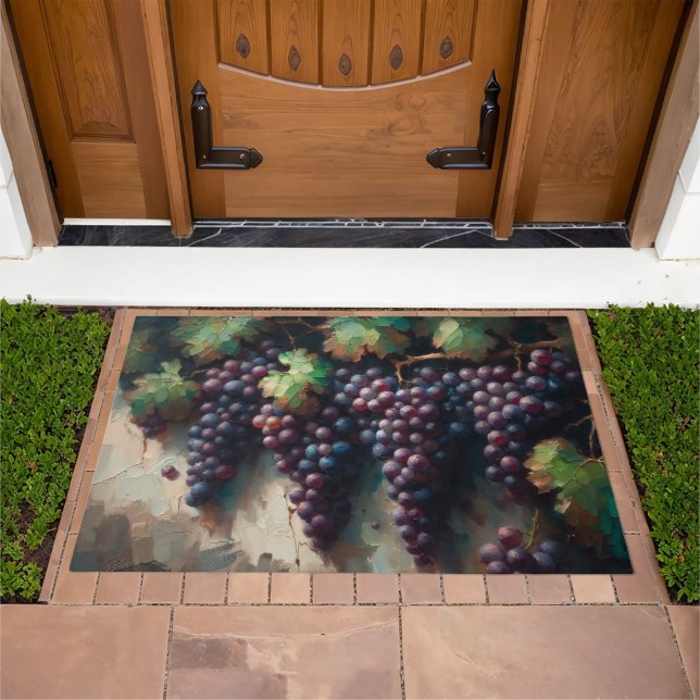 Purple Grapes on the Vine Oil Painting Doormat (Outdoor)