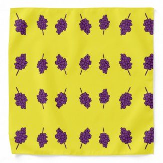 Purple grapes on yellow