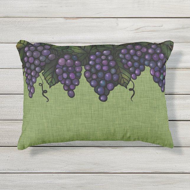 Purple Grapes, Outdoor Accent Pillow 16" x 12" (Front)