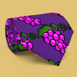 Purple grapes pattern neck tie