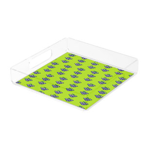 Purple grapes pattern on green acrylic tray
