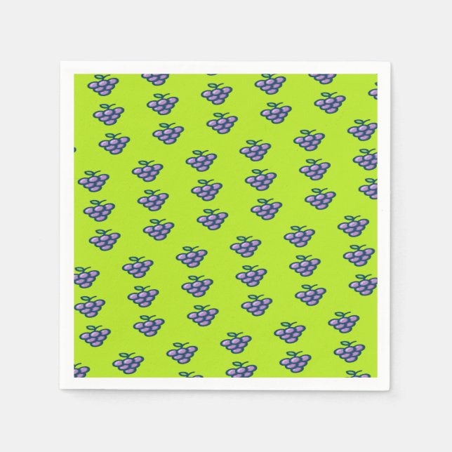Purple grapes pattern on green napkins (Front)