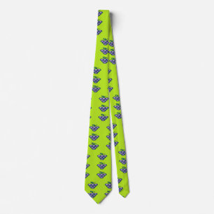 Purple grapes pattern on green neck tie
