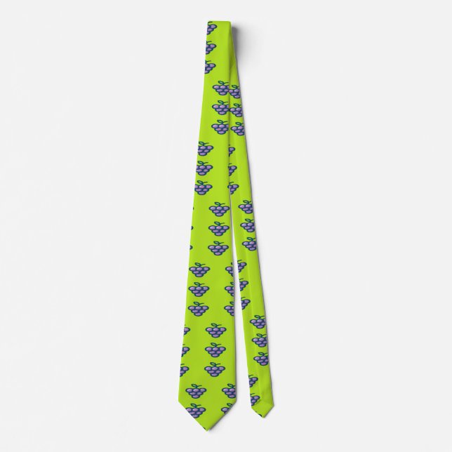 Purple grapes pattern on green neck tie (Front)