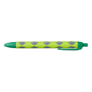 Purple grapes pattern on green pen