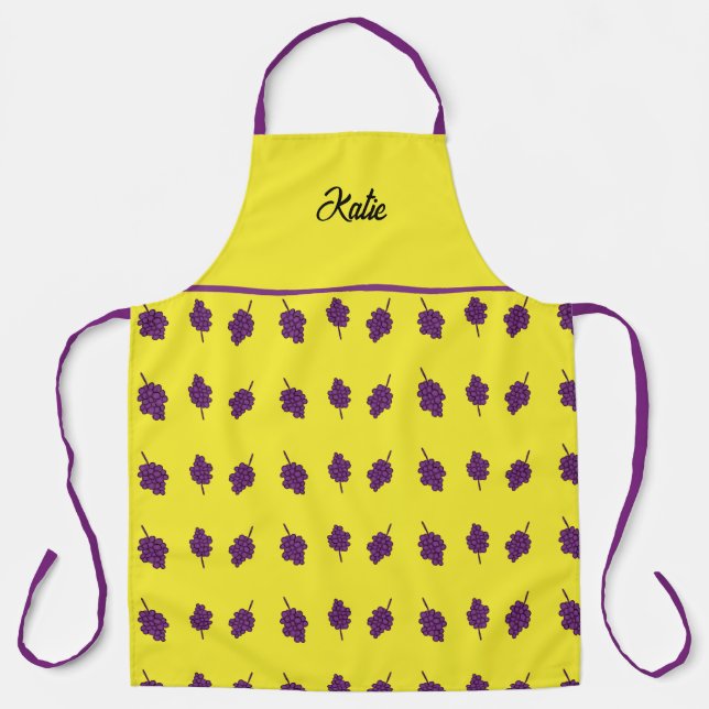 Purple grapes personalized yellow apron (Front)