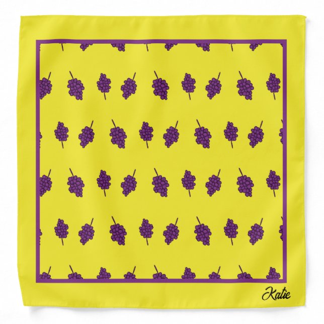 Purple grapes personalized yellow bandana (Front)