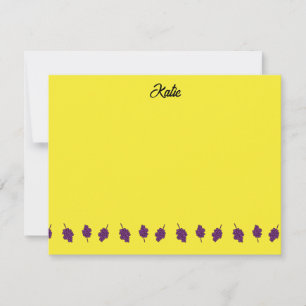 Purple grapes personalized yellow note card