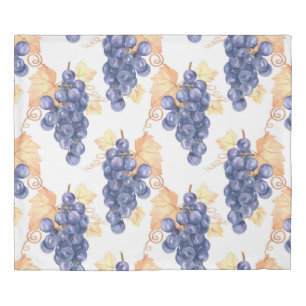 Purple grapes seamless pattern on white isolated b duvet cover