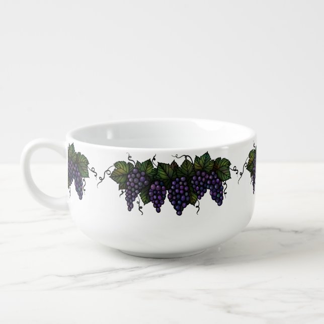 Purple Grapes, Soup Mug, Cereal Bowl, Gift Soup Mug (Right)