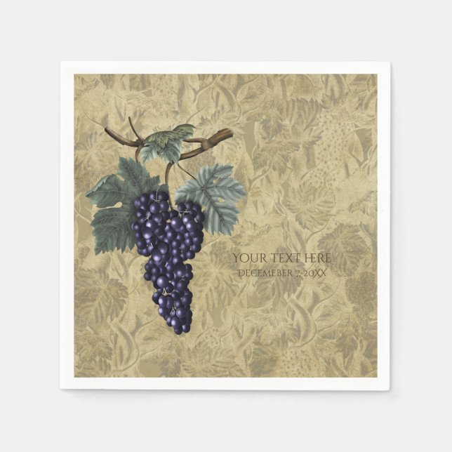 Purple Grapes Vineyard Wine Tasting Party Napkins (Front)