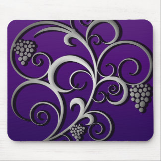Purple Grapevine & Grapes Retro Fine Art Mouse Pad