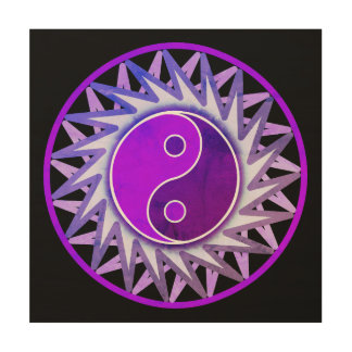 Purple Graphic Yin Yang Wood Wall Art