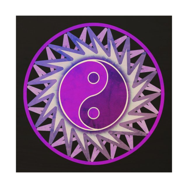 Purple Graphic Yin Yang Wood Wall Art (Front)