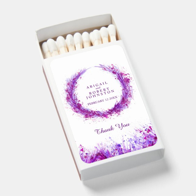Purple grass abstract splashed watercolor matchboxes (Front Open)