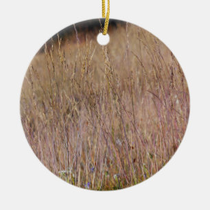 Purple Grass and Wildflowers Ceramic Ornament