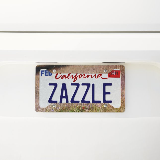 Purple Grass and Wildflowers License Plate Frame (On Car)