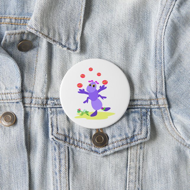 Purple Grasshopper Juggling Fun Creature  Button (Creator Uploaded)