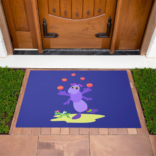 Purple Grasshopper Juggling Fun Creature Doormat
