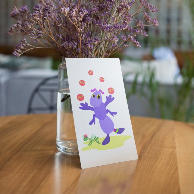 Purple Grasshopper Juggling Fun Creature  Invitation (Creator Uploaded)