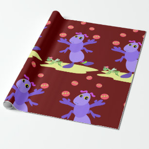 Purple Grasshopper Juggling Fun Creature Wrapping Paper