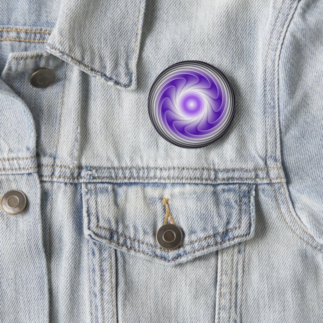 Purple Gray 3D Swirl Modern Abstract Fractal Art Button (In Situ)