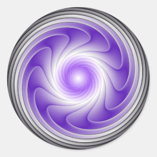 Purple Gray 3D Swirl Modern Abstract Fractal Art Classic Round Sticker
