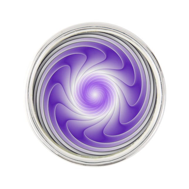 Purple Gray 3D Swirl Modern Abstract Fractal Art Lapel Pin (Front)