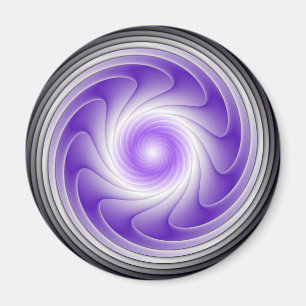 Purple Gray 3D Swirl Modern Abstract Fractal Art Magnet