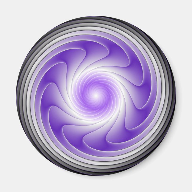Purple Gray 3D Swirl Modern Abstract Fractal Art Magnet (Front)