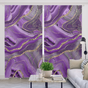 Purple Gray Agate Gold Glam #1 Photo of Glitter Blackout Curtains