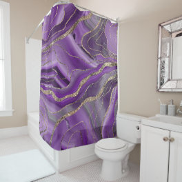 Purple Gray Agate Gold Glitter Glam #1 Shower Curtain