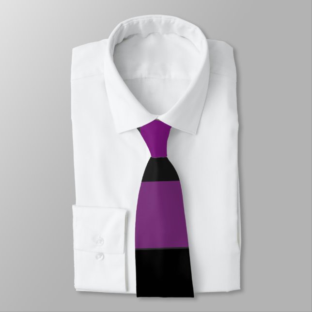 Purple Gray and Black Banded Tie (Tied)
