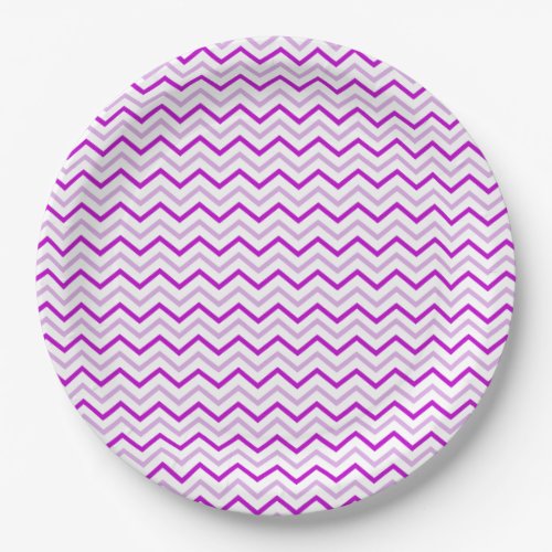 Purple Gray and White Chevron Paper Plates