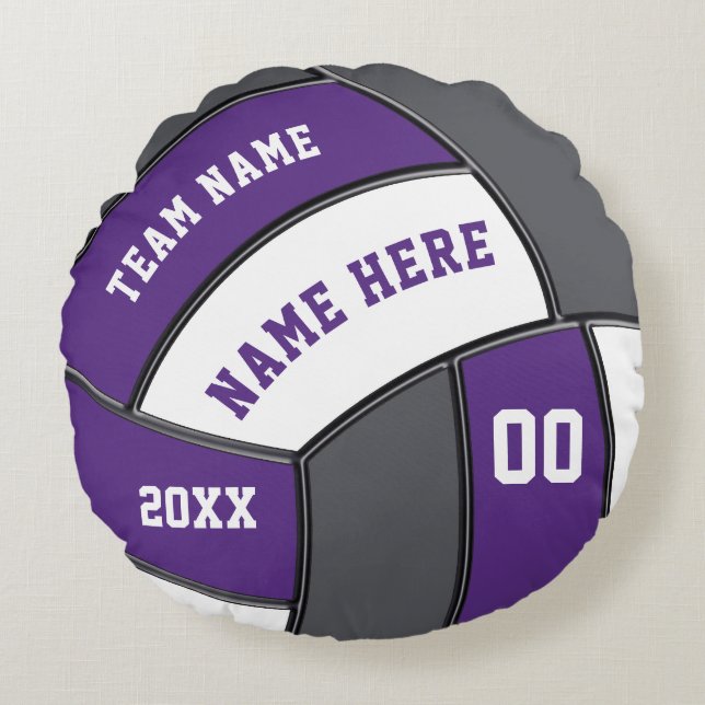 Purple, Gray and White, Custom Volleyball Pillow (Front)