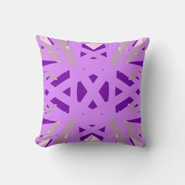Purple Gray Art Deco Lattice Pattern Baby Girl Throw Pillow (Front)