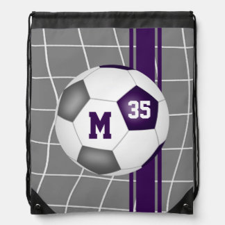 purple gray athletic team colors soccer drawstring bag