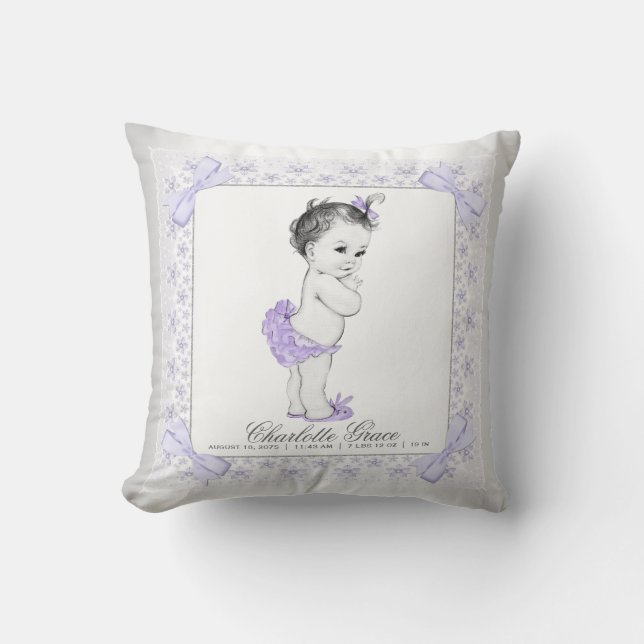 Purple Gray Baby Girl Nursery Baby Pillow (Front)