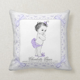 Purple Gray Baby Girl Nursery Baby Pillow