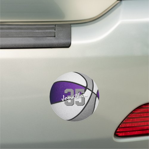 purple gray basketball kids spirit day locker or car magnet
