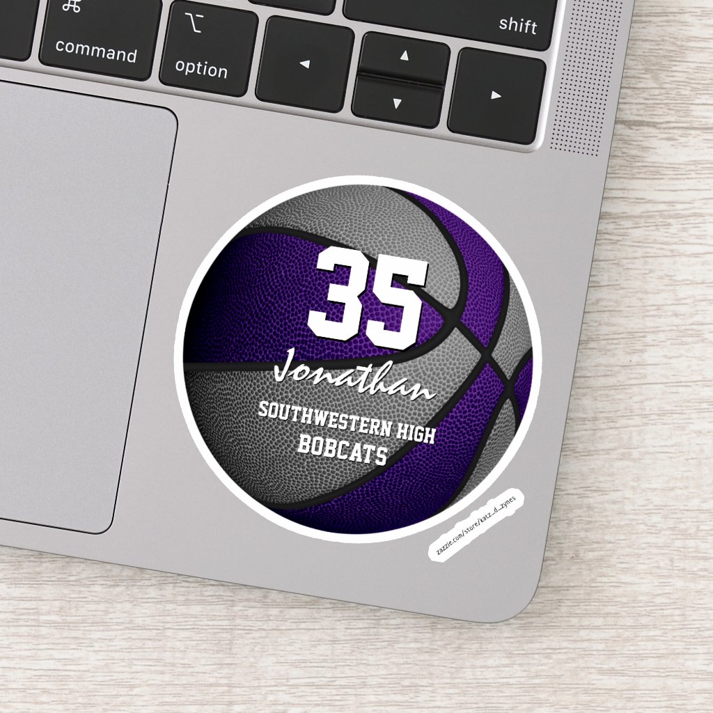 Purple gray basketball team colors gifts sticker