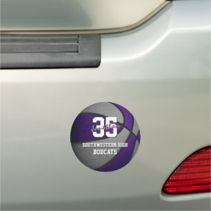 purple gray basketball team colors gifts under 10 car magnet