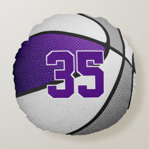 purple gray basketball team colors sports decor round pillow
