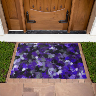 Purple, Gray, Black and Blue Abstract Doormat